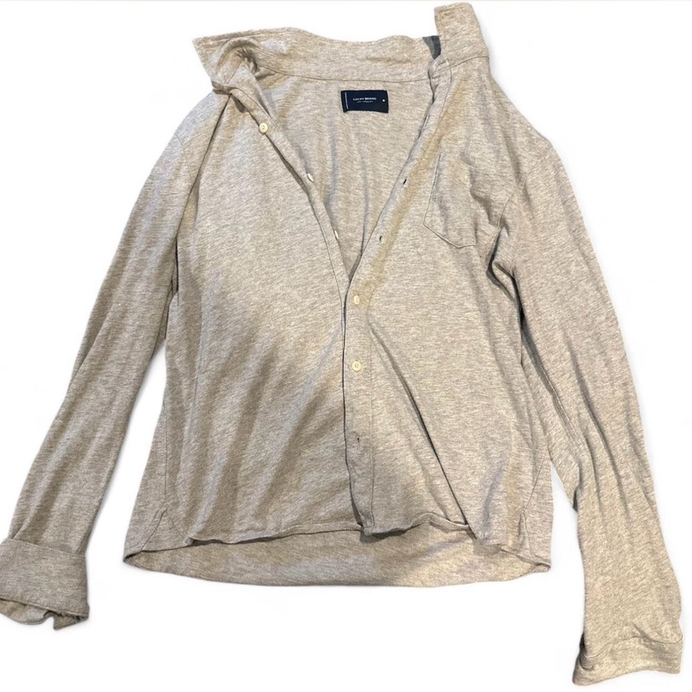 tan & cream button-up long sleeve shirt
